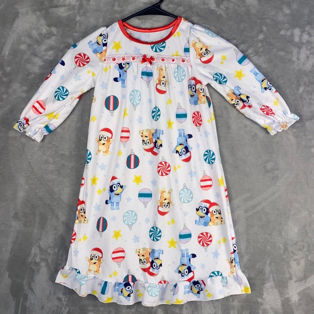 Bluey Kids Nightgown Size 3T Flame Resistant Long Sleeve Pajamas